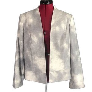 Tahari ASL Blazer Women’s Size 14 Grey Open Front Long Sleeve Shoulder Pads